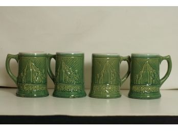 (#73) Set Of 4 McCoy Pottery Old Heidelberg Beer Tankards Beer / These Were Made For The World Fair 1953