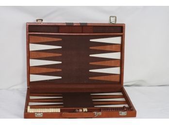 (#183) Full Size Backgammon Attache Leatherette Case For Easy Travel