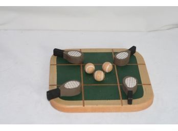 (#182) Hand Painted Wood Tennis Tick Tack Toe Game