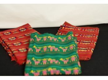 (#167) 3 Pieces Of Mexican Cotton Fabric/ Table Runner