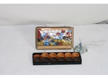 (#192)  Vintage Chinese Checkers Marbles & Crestline  Solid  Hardwood  1 Checker Piece Is Missing