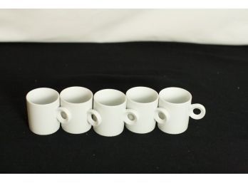 (#79) 5 Art Deco Modern Espresso White Cups