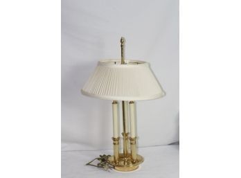 (#236) Baldwin Brass  Table Lamp With Shade 3 Brass Candle Stick - 2 Lights Adjustable Shade Height /USA