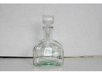 (#56) Arched Rounded  Decanter /light Tint Of Green Glass With Stopper /smooth- Heavy- Odorless