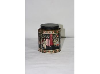 (#241) Vintage Tole Chinoiserie Tin Tea Canister