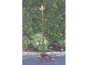 (#116)Vintage  Queen Ann Style  Standing Floor Lamp/Adjustable Height,Neck & Swivels Lights Marked