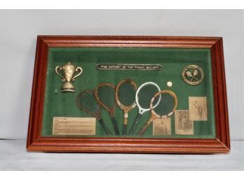 (#262) Shadow Box- 'History Of The Tennis Racket' Small Damage On Corner/check Photo's