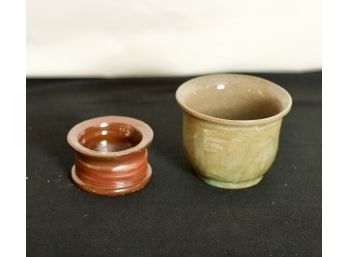 (#125)   2- Handmade Pottery: Planter & Keepsake Tray