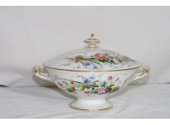 (#237) Exquisite RARE  19c Ovington Brothers- Brooklyn Chicago/Porcelain Tureen/floral Design And Elegant Ha