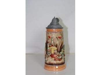 (#72) Vintage German # 759  Gnome Beer Stein With Lids  1/2 Liter /stamped On The Bottom