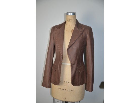 (#238) Unconditional Open Heart Freedom, Peace Leather Blazer Jacket Silk Lining USA Size Small