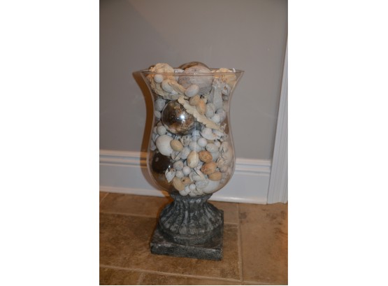 Hurricane Candle Holder Loaded With Long Island Sound Beach Shells