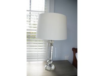 Glass Base Table Lamp With White Shade