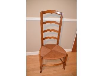 (#14) Vintage French Provincial High Ladder Back Wood Chair Low Seat
