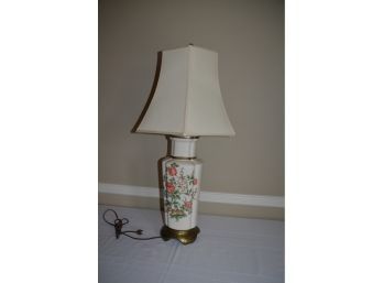 ((#14) Floral Design Ceramic Hand-painted Table Lamp 32.5'H