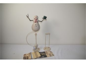 (#60) Balancing Snowman Metal Arms Move With Metal Stand Plus Extra Stand