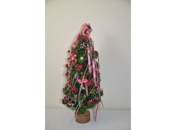 (#72) Decorated Artificial Holiday Tree In Wooden Base 23'H