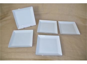 (#215) Charter Club Grand Buffet White Square 8x8 Plates Platinum Rimmed 5 Of Them - Multi Holiday Uses