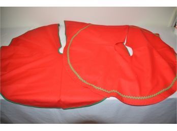 (#92) Round 34' Red Hand Made Small Tree Skirts (2 Of Them)
