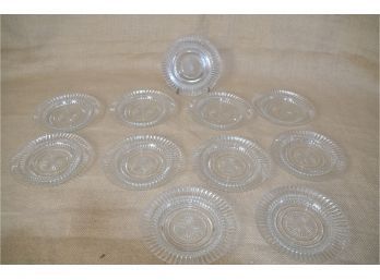 (#224) Glass 6' Diameter Plate Slight Indented Set Of 11 - Multi Uses