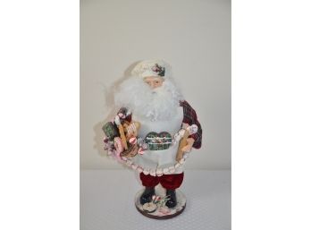 (#52) Baker Santa Claus Figurine Holding Basket Of Holiday Treats 13'H
