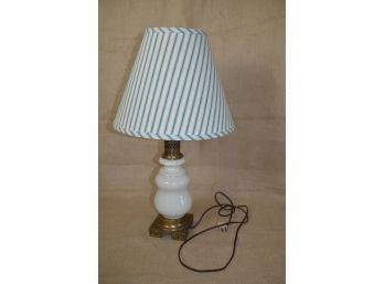 (#283) Vintage Brass And Ceramic Table Lamp Stripped Shade 24'H