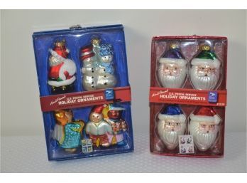 (#63) NEW Hand-painted Christmas Holiday Ornaments 2 Boxes