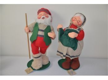 (#42) Annalee Dolls Mr. & Mrs. Claus Switzerland Outfit 18'H (Mr. Claus With Walking Stick) 1994