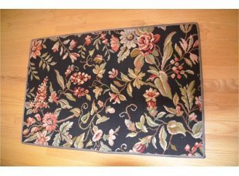 (#7) Accent Area Rug 36x23 Black And Floral Design