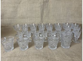 (#234) Vintage Imperial Cape Cod Clear Glasses (cocktail, Cordial, Whiskey)  Total 28 Glasses