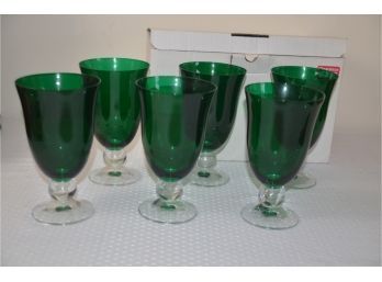 (#39) Green Drinking Glasses Set Set Of 6 In Box