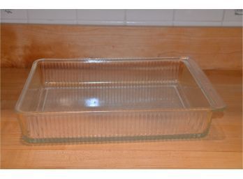 (#169) Vintage Clear Glass 'Meats' Storage 8x12 (from A Vintage Refrigerator)