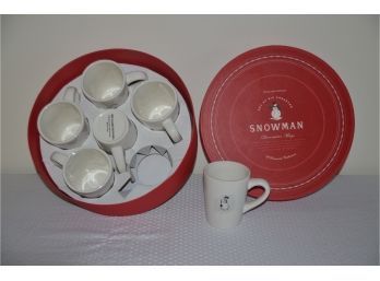(#33) William Sonoma Set Of 6 Assorted SNOWMAN Decorative Mugs NEW In Box Each Mug Different Motif