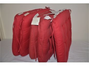 (#15) Pottery Barn Cranberry Tufted Chair Cushion Pads (5 Of Them)