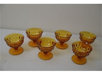 (#189) Vintage MCM Indiana Colony Dessert Cups Whitehall Cubist Cube Amber Harvest Gold (6)