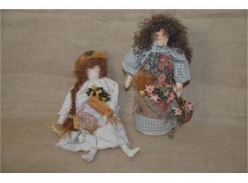 (#295) Folk Art Garden Doll 13' And 16'