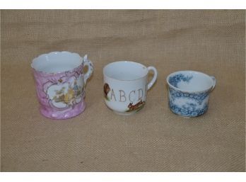(#243) Vintage Porcelain Cups (3) Pink Cup Germany, Blue England
