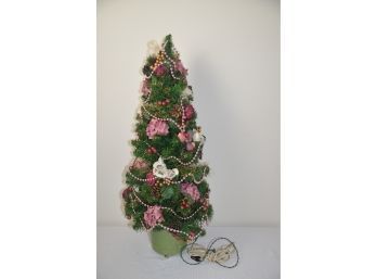(#71) Decorated Artificial Holiday Tree In Ceramic Planter 29'H