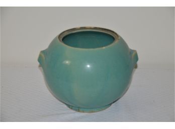 (#203) Vintage Green Pottery Pot Without Cover (slight Chips)