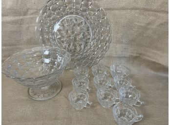 (#240) Vintage Glass Punch Bowl Set