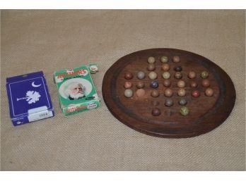 (#263) Vintage Old Chinese Checkers Game (balls Used Condition) And Set Of 2 Playing Cards