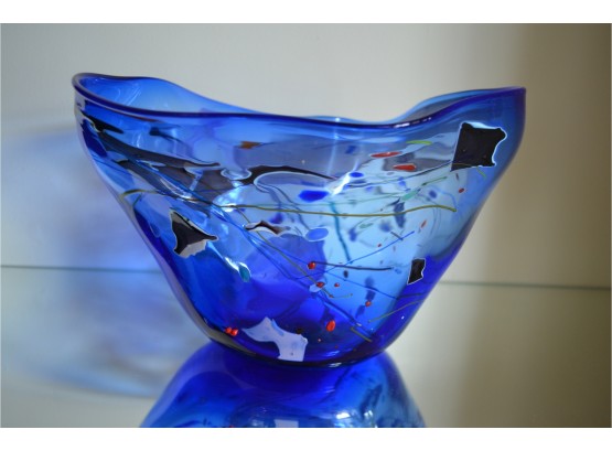 Hand Blown Blue Glass By Steve R. Nelson 1988