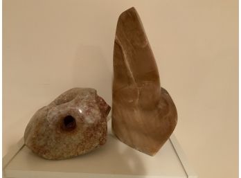 (2) Abstract Sculptures  Made From Alabaster Stone
