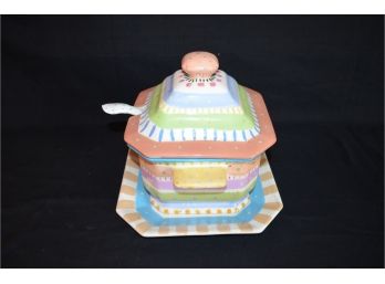Ceramic Soup Terrine With Plate (no Stamp)