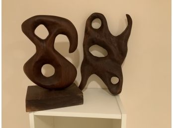 (2) Abstract Sculptures:  Made From Black Walnut