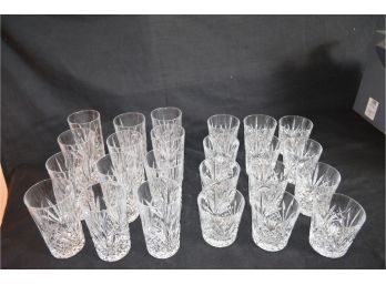 12 Crystal High Ball And 12 Low Ball Crystal Glasses (1 With Slight Chip)