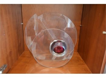 Art Deco Round Glass With Ruby Insert By Richard Silver 17' X 16'H