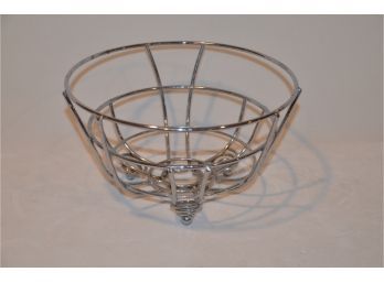 (#137) Metal Chrome Fruit / Bread Basket 10' Diameter By 6'H