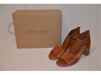 (#150) Gentle Soul Kenneth Cole Tan Open Toe Shoe Size 8 In Box - Gently Used