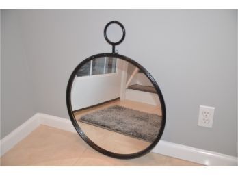 (#143) Metal Round Decorative Wall Hanging Mirror Painted Black 22.5' Diameter